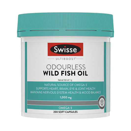 swisse UB ODRLS WILD FISH OIL 1000MG 200 CAP s1 無腥味魚油膠囊1000m