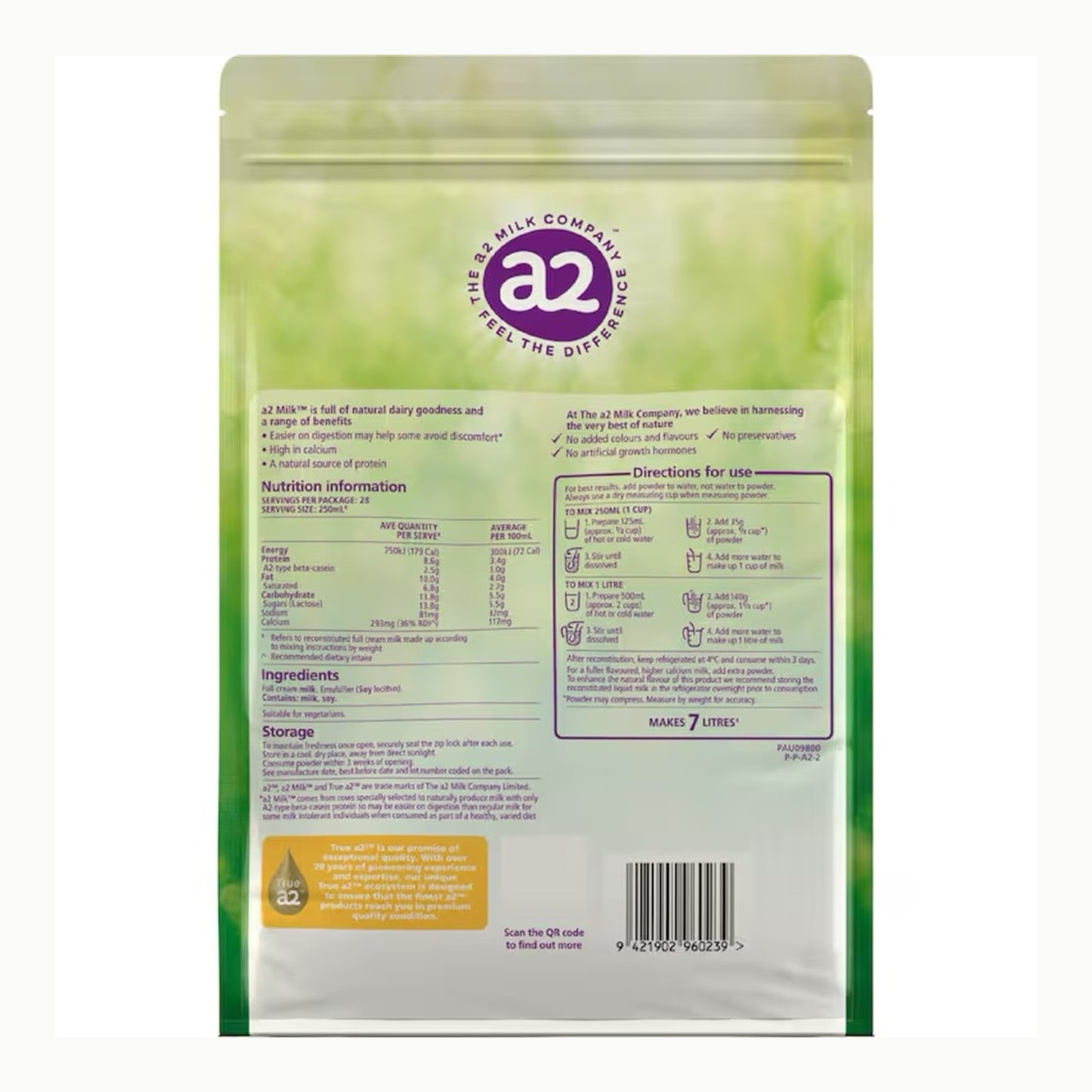 a2 全脂即溶奶粉 1kg｜A2 蛋白・高鈣
